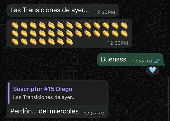 Mensaje real de un suscriptor por WhatsApp
