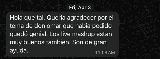 Mensaje real de un suscriptor por WhatsApp